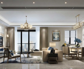 New Chinese Style A Living Room-ID:886077885