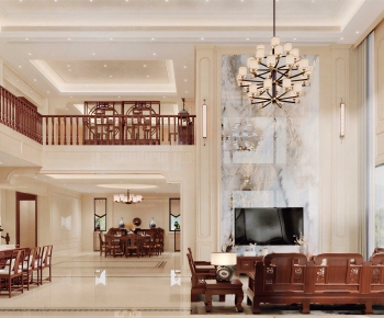 New Chinese Style A Living Room-ID:513391027