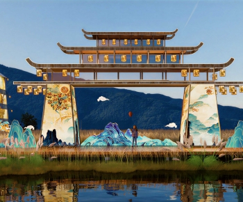 New Chinese Style Facade Element-ID:783593896