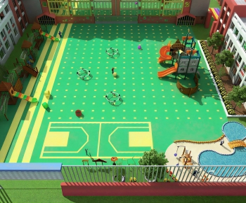 Modern Outdoor Space In Kindergarten-ID:992209922