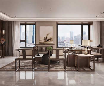 New Chinese Style A Living Room-ID:547434098