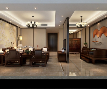 New Chinese Style A Living Room-ID:607526061