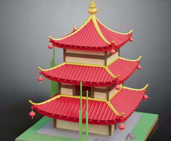 Chinese Style Ancient Architectural Buildings-ID:882934094