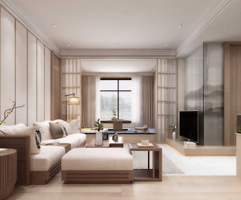 New Chinese Style A Living Room-ID:984905005