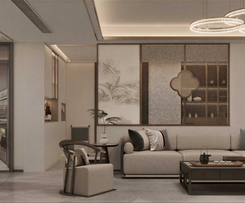 New Chinese Style A Living Room-ID:602051978