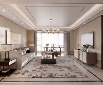 New Chinese Style A Living Room-ID:739804987