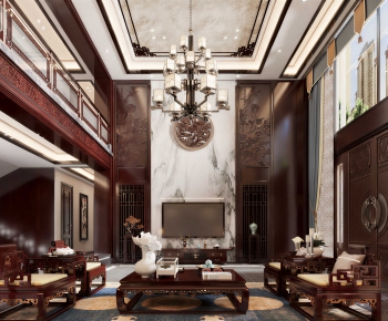 New Chinese Style A Living Room-ID:336522104