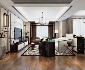 New Chinese Style A Living Room-ID:418313037