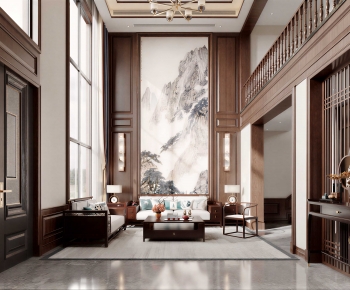 New Chinese Style A Living Room-ID:396339964