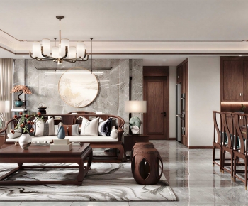 New Chinese Style A Living Room-ID:972548967