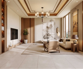 New Chinese Style A Living Room-ID:966439968