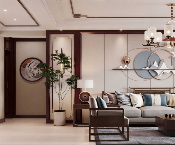New Chinese Style A Living Room-ID:523936035