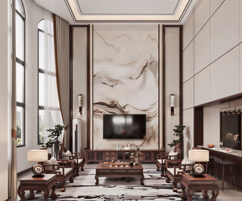 New Chinese Style A Living Room-ID:295277123