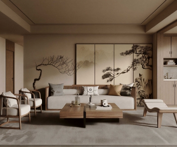 New Chinese Style A Living Room-ID:382356884