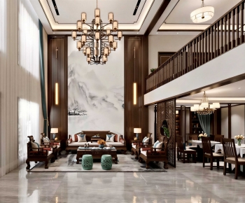 New Chinese Style A Living Room-ID:992242104