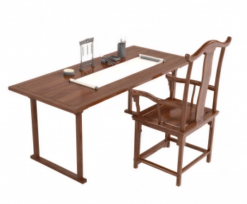 New Chinese Style Computer Desk And Chair-ID:127444982