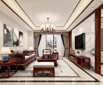 New Chinese Style A Living Room-ID:869843018