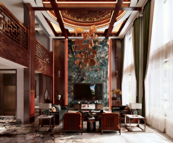 New Chinese Style A Living Room-ID:882051047
