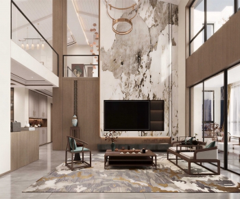 New Chinese Style A Living Room-ID:392191892
