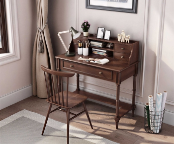 American Style Computer Desk And Chair-ID:327075008