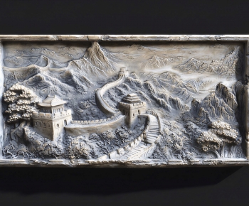 New Chinese Style TV Wall-ID:409059057