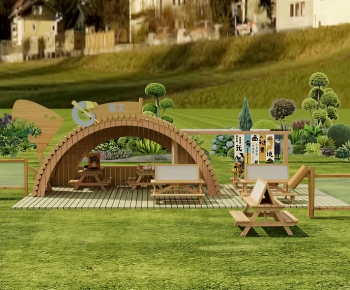 Modern Outdoor Space In Kindergarten-ID:550529968