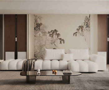 New Chinese Style A Living Room-ID:747360946