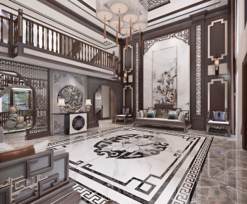 New Chinese Style A Living Room-ID:528585914