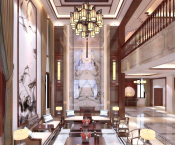 New Chinese Style A Living Room-ID:389739992
