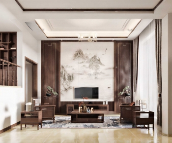 New Chinese Style A Living Room-ID:259546045