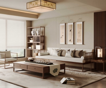 New Chinese Style A Living Room-ID:888360982
