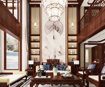New Chinese Style A Living Room-ID:896349916