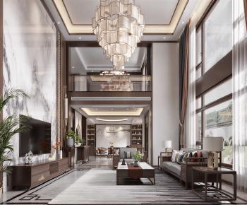New Chinese Style A Living Room-ID:722945936