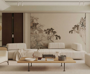New Chinese Style A Living Room-ID:882349978
