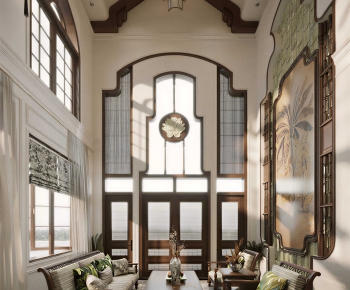 New Chinese Style A Living Room-ID:705964092