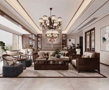New Chinese Style A Living Room-ID:956320892