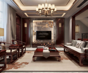 New Chinese Style A Living Room-ID:619223121
