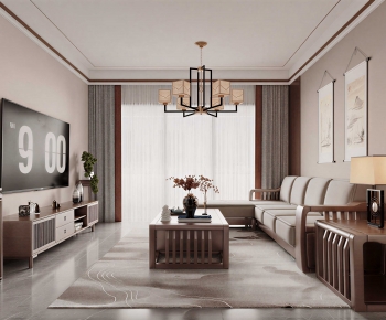 New Chinese Style A Living Room-ID:533821113