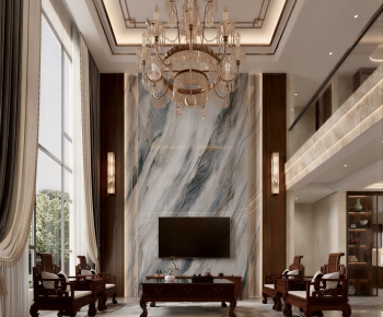 New Chinese Style A Living Room-ID:681855924
