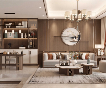 New Chinese Style A Living Room-ID:714716914