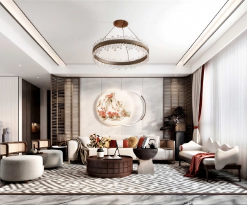 New Chinese Style A Living Room-ID:696985016