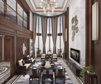 New Chinese Style A Living Room-ID:996480067