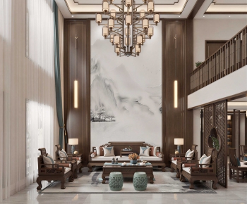 New Chinese Style A Living Room-ID:913024906