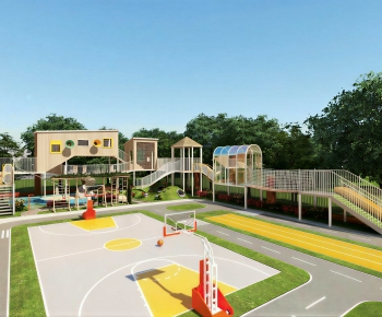 Modern Outdoor Space In Kindergarten-ID:108959711