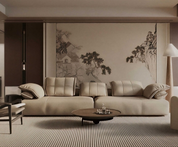 New Chinese Style A Living Room-ID:740096098