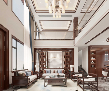 New Chinese Style A Living Room-ID:812702899
