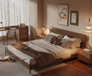 Wabi-sabi Style Double Bed-ID:913723957
