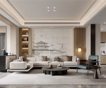 New Chinese Style A Living Room-ID:999222991