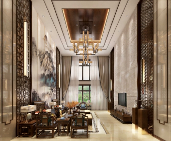 New Chinese Style A Living Room-ID:526549897