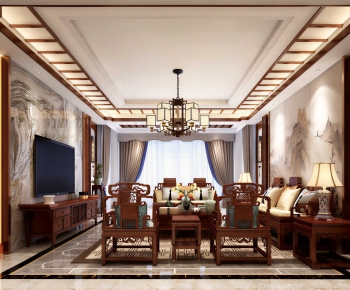 New Chinese Style A Living Room-ID:463099008